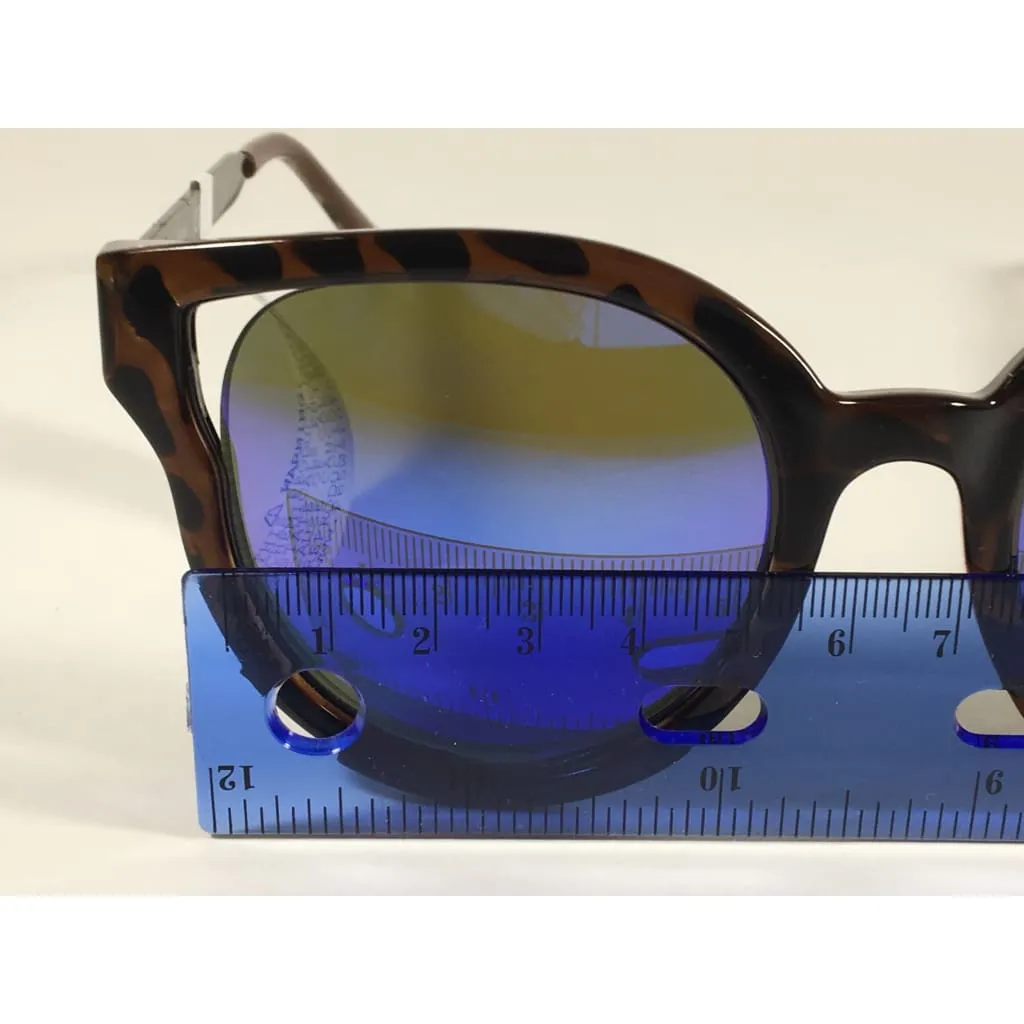 Guess Round Cat Eye Sunglasses Tortoise Gunmetal Blue Violet Mirror Lens GF0323 53X