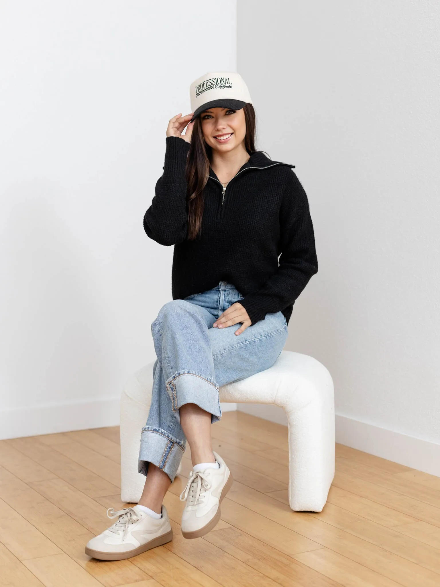 Half Zip High Collared Pullover Sweater