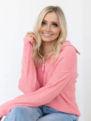 Half Zip High Collared Pullover Sweater