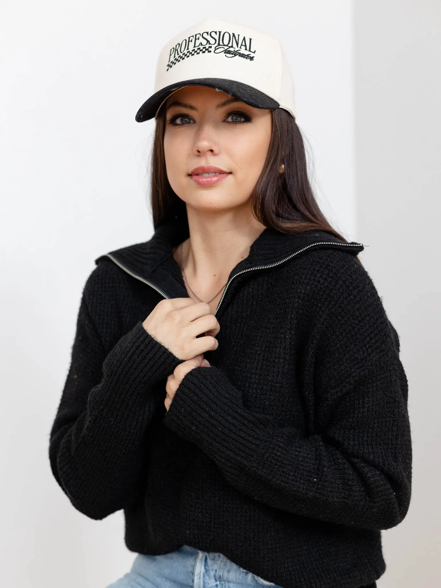 Half Zip High Collared Pullover Sweater