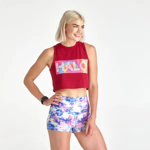 Halo Tie Dye Crop Muscle Tank in Crimson
