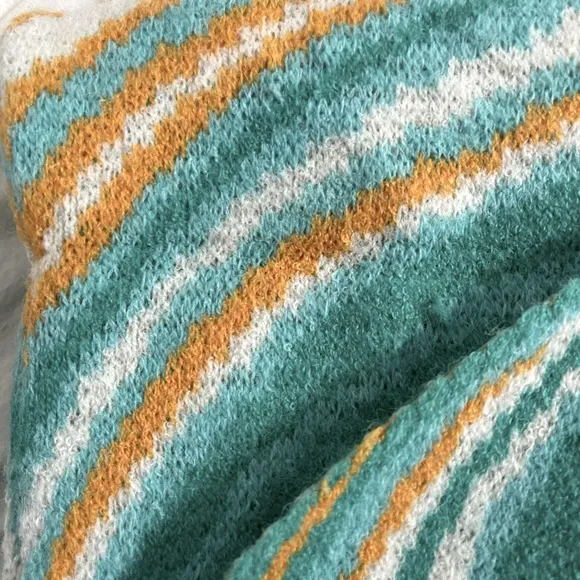 Halter top sweater minidress 60s retro aqua swirl knit, sizes S, M NWT