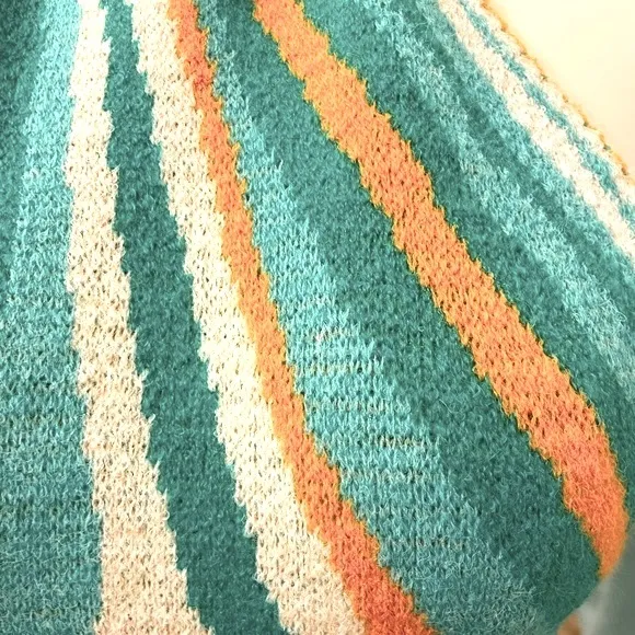 Halter top sweater minidress 60s retro aqua swirl knit, sizes S, M NWT
