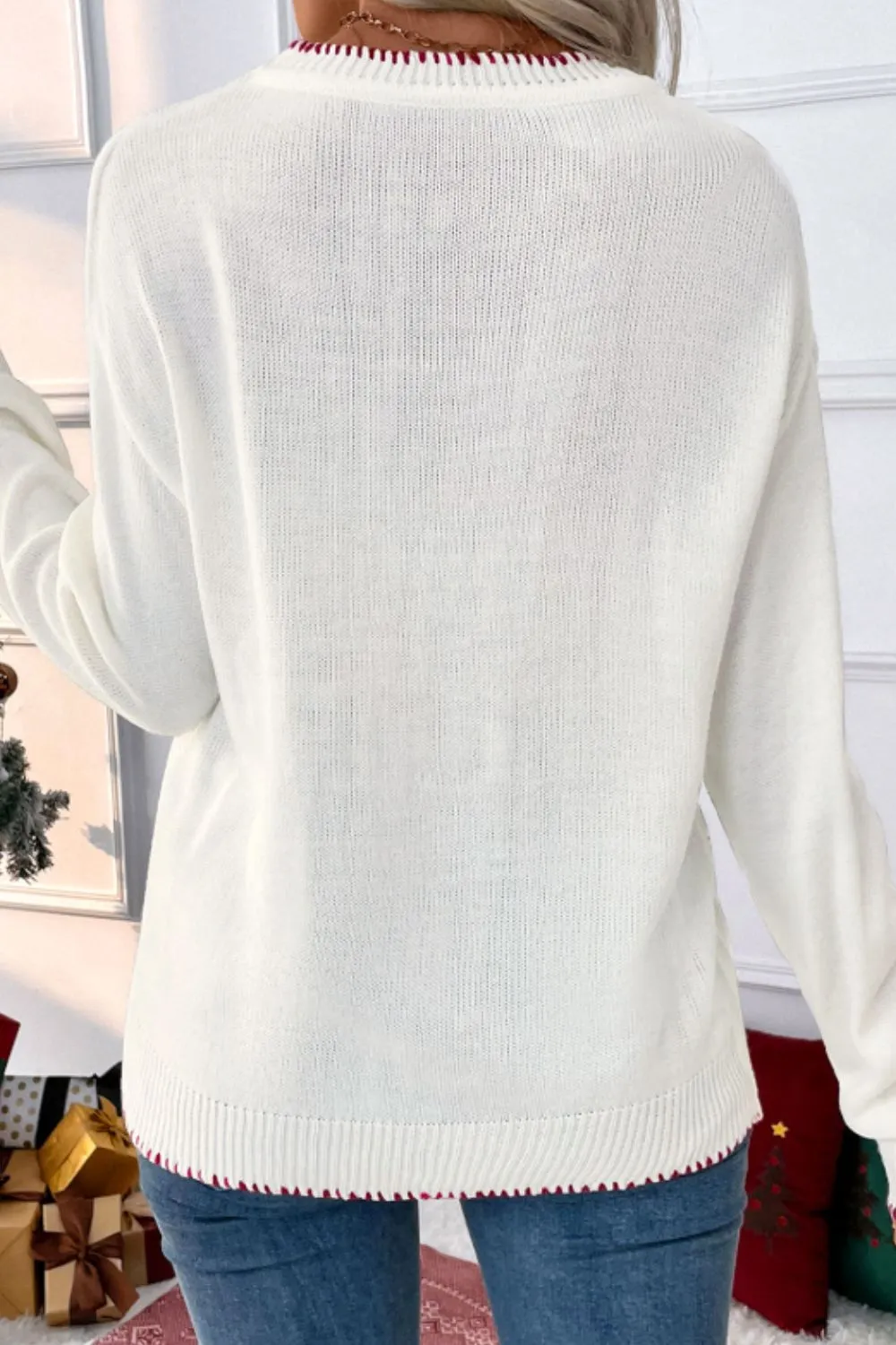 Hazel Blues® |  Bow Round Neck Drop Shoulder Sweater