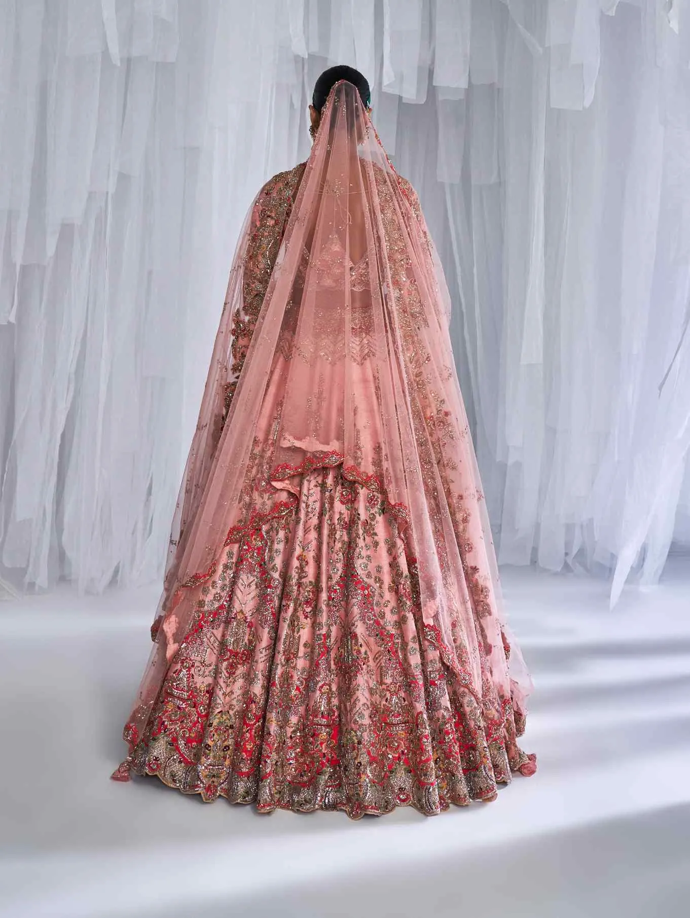 Hazel peachy pink bridal lehenga set