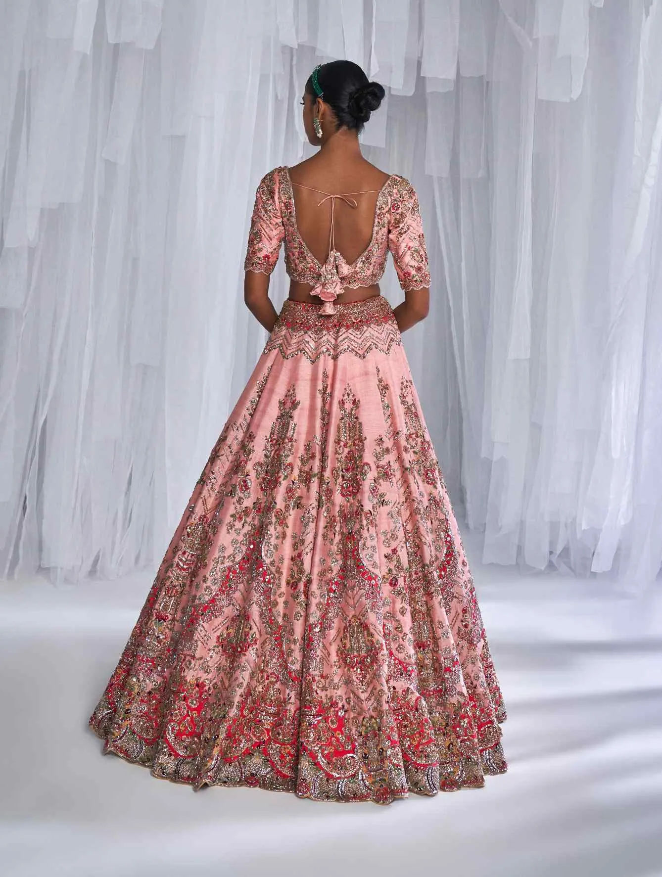 Hazel peachy pink bridal lehenga set