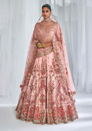 Hazel peachy pink bridal lehenga set