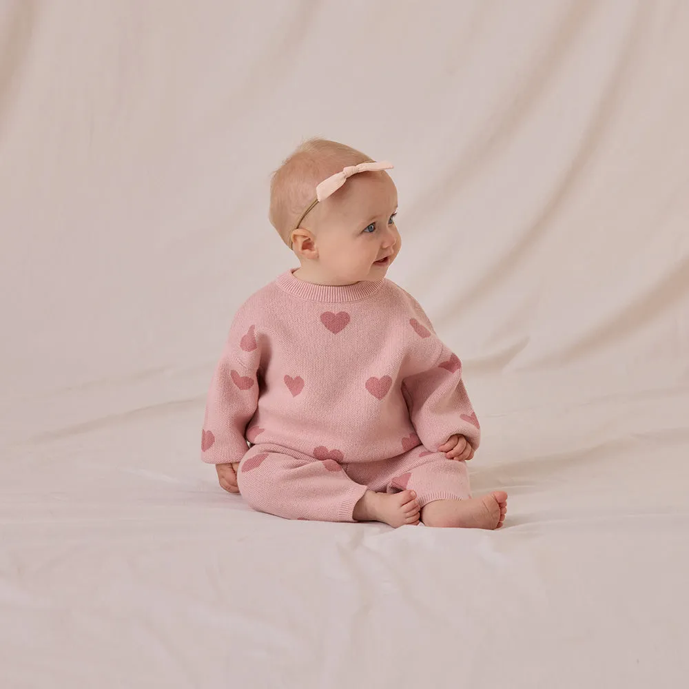 Heart Knit Sweater | Bubblegum
