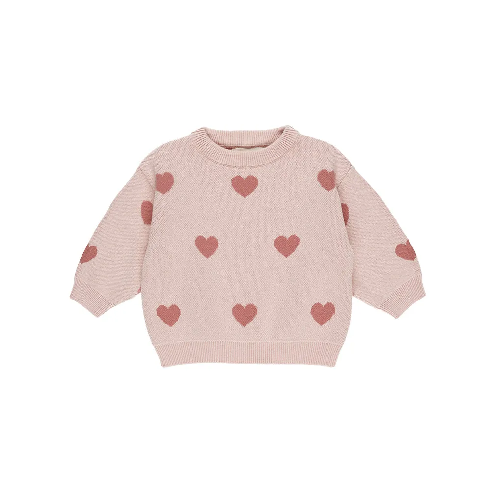 Heart Knit Sweater | Bubblegum