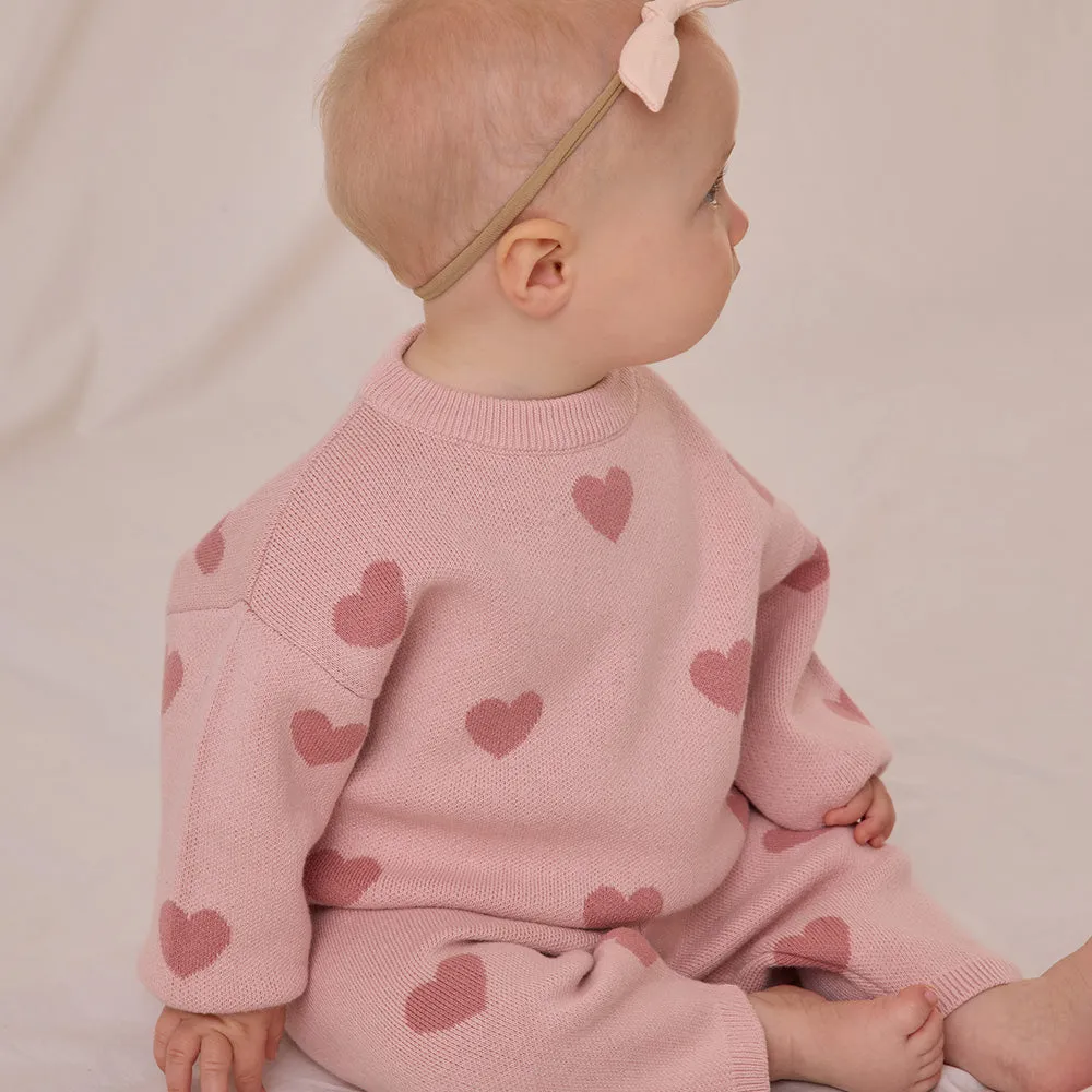 Heart Knit Sweater | Bubblegum