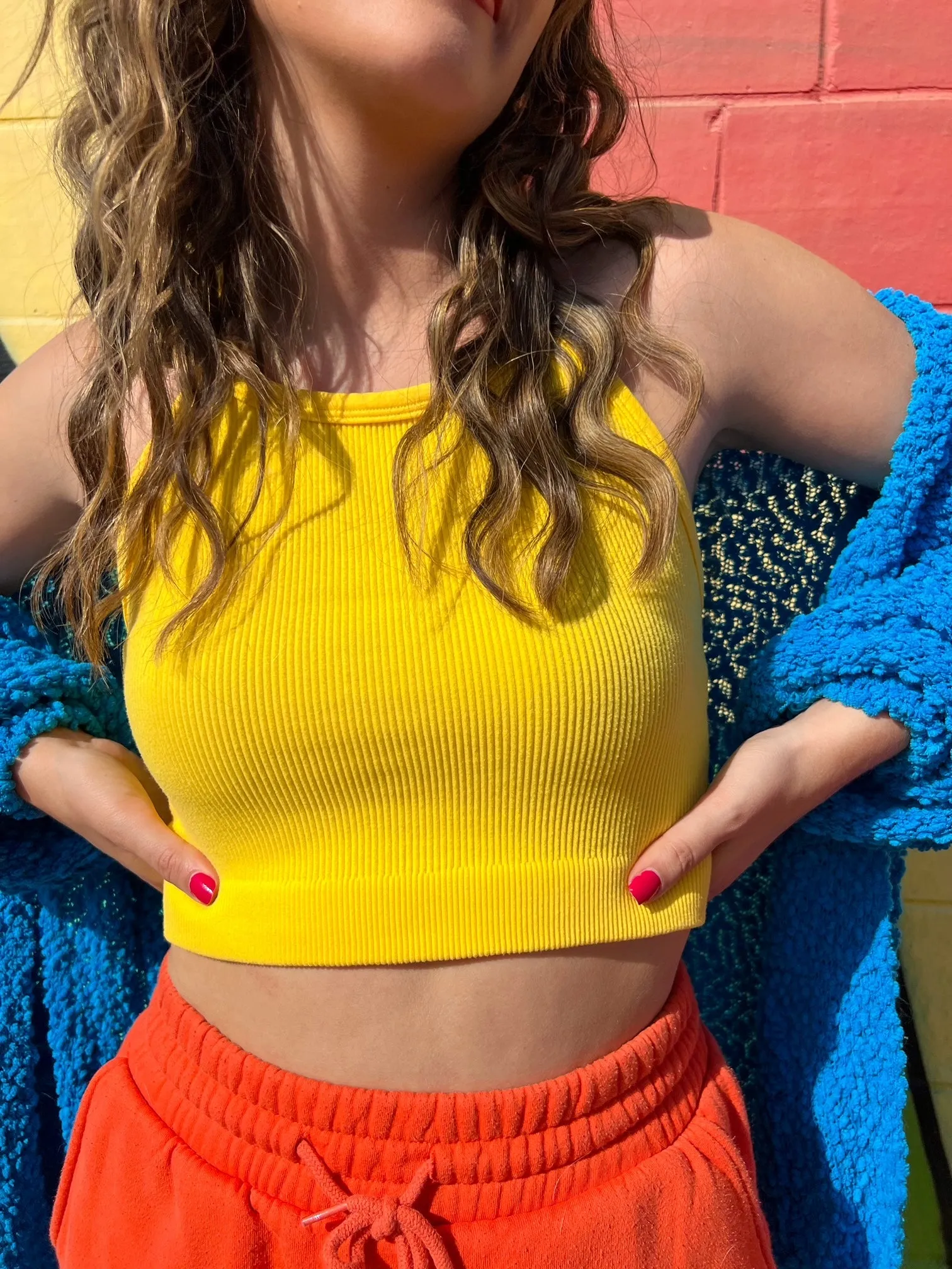 High Neck Lounge Tank in Yellow (L/XL)