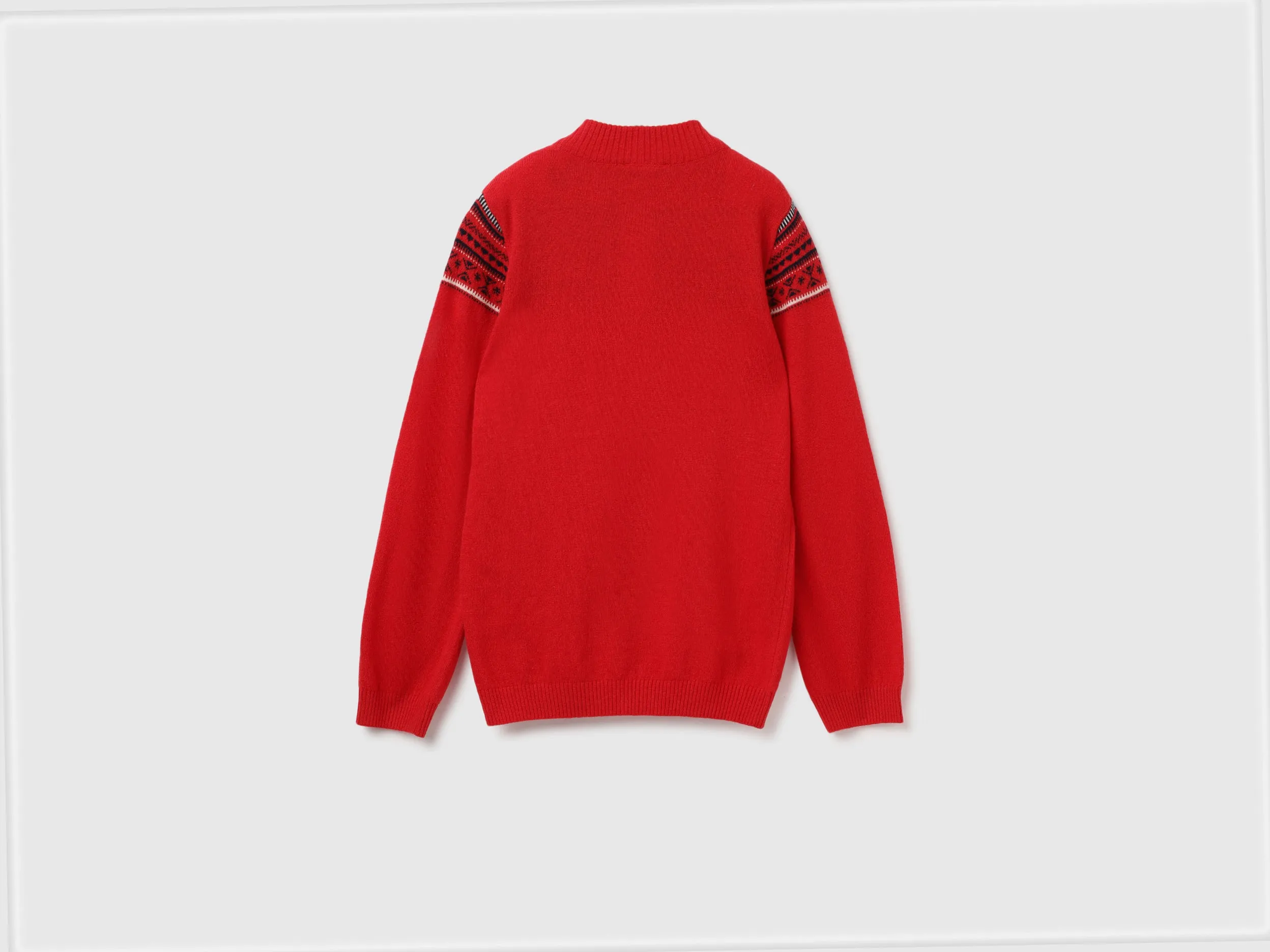 High Neck Printed Zipper Sweater