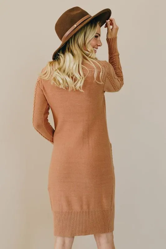High Neck Textured Bodycon Sweater Dress