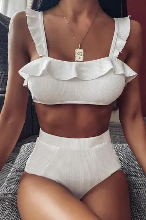 High Waist Ruffled Bikini Set(3 Colors)