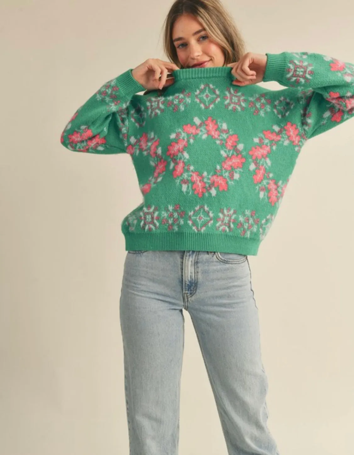 Holly Wreath Sweater