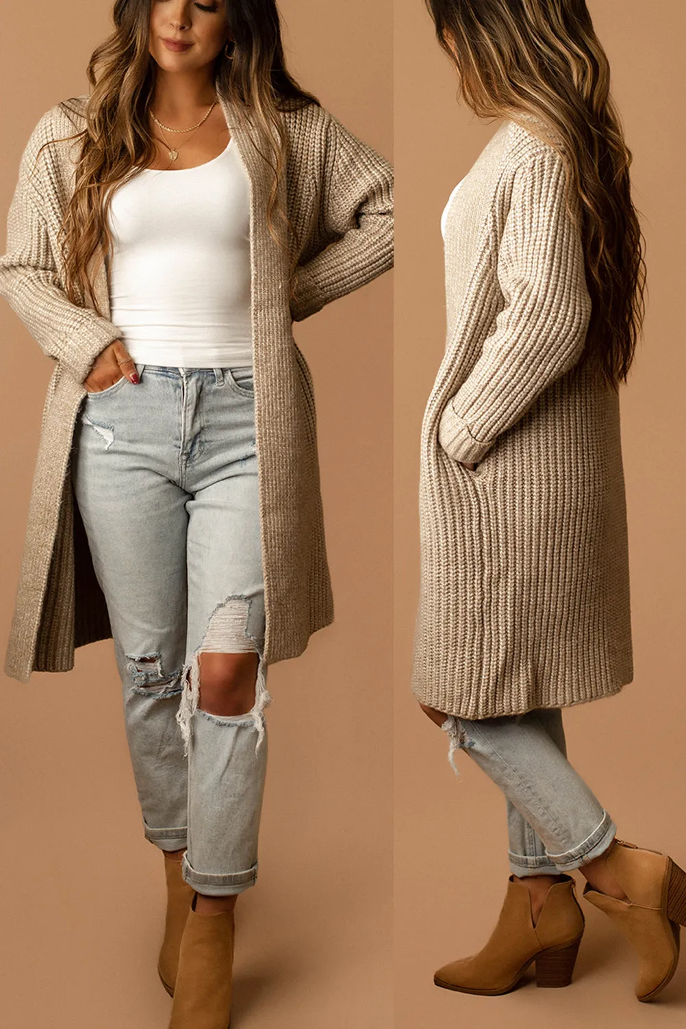 Hopeless Chunky Knit Long Cardigan (Evergreen)