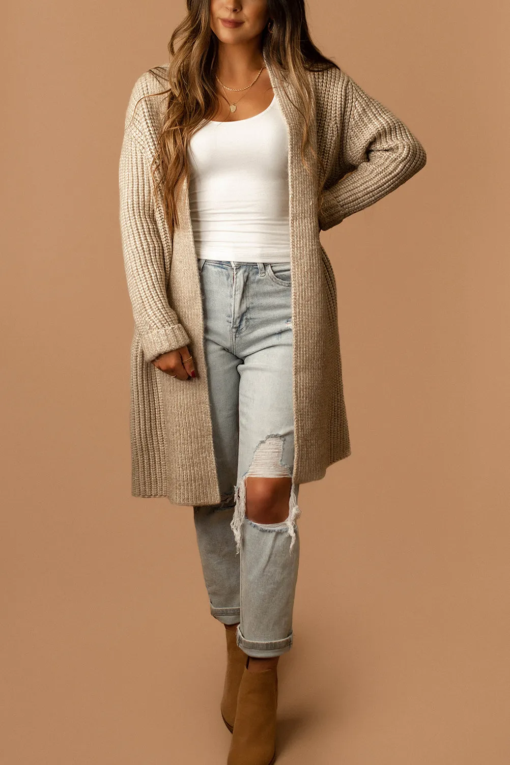 Hopeless Chunky Knit Long Cardigan (Evergreen)