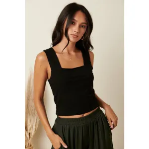 Hug Me Tight Rib Knit Crop Top - Black