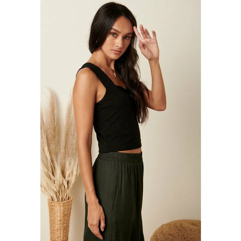 Hug Me Tight Rib Knit Crop Top - Black