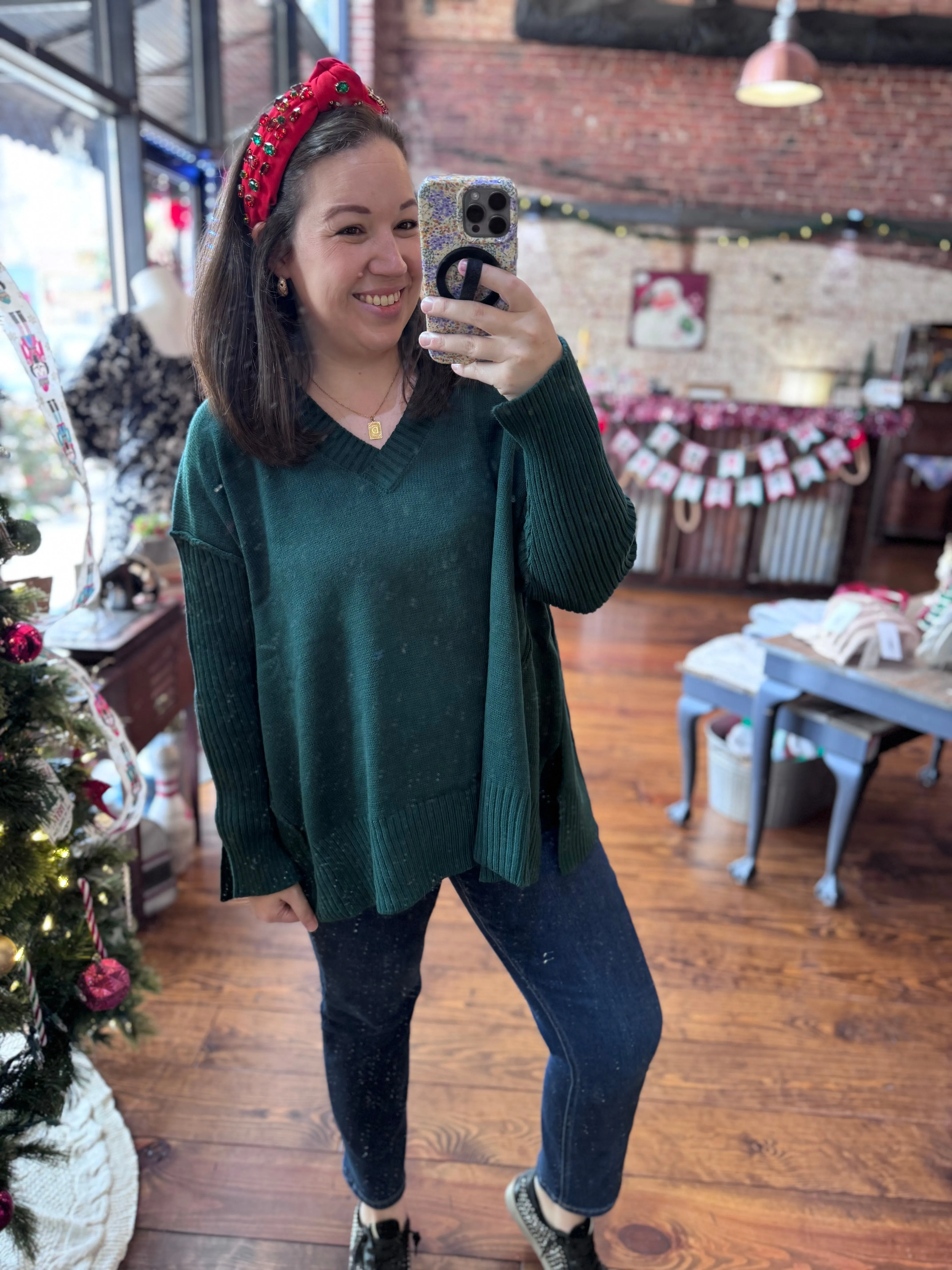 Hunter Green Oversized Knit Sweater
