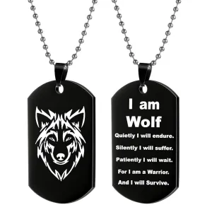 I Am Wolf Dog Tag Necklace or Key Chain