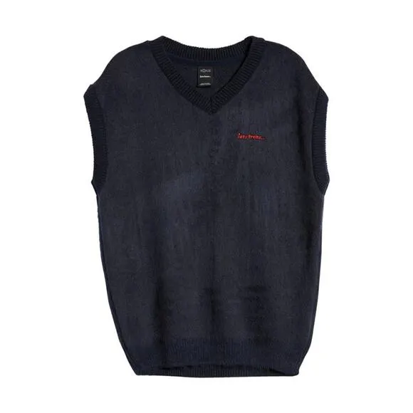 iets frans... Urban Outfitters Fluffy Knit Vest Navy Blue Unisex L NWOT