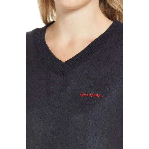 iets frans... Urban Outfitters Fluffy Knit Vest Navy Blue Unisex L NWOT