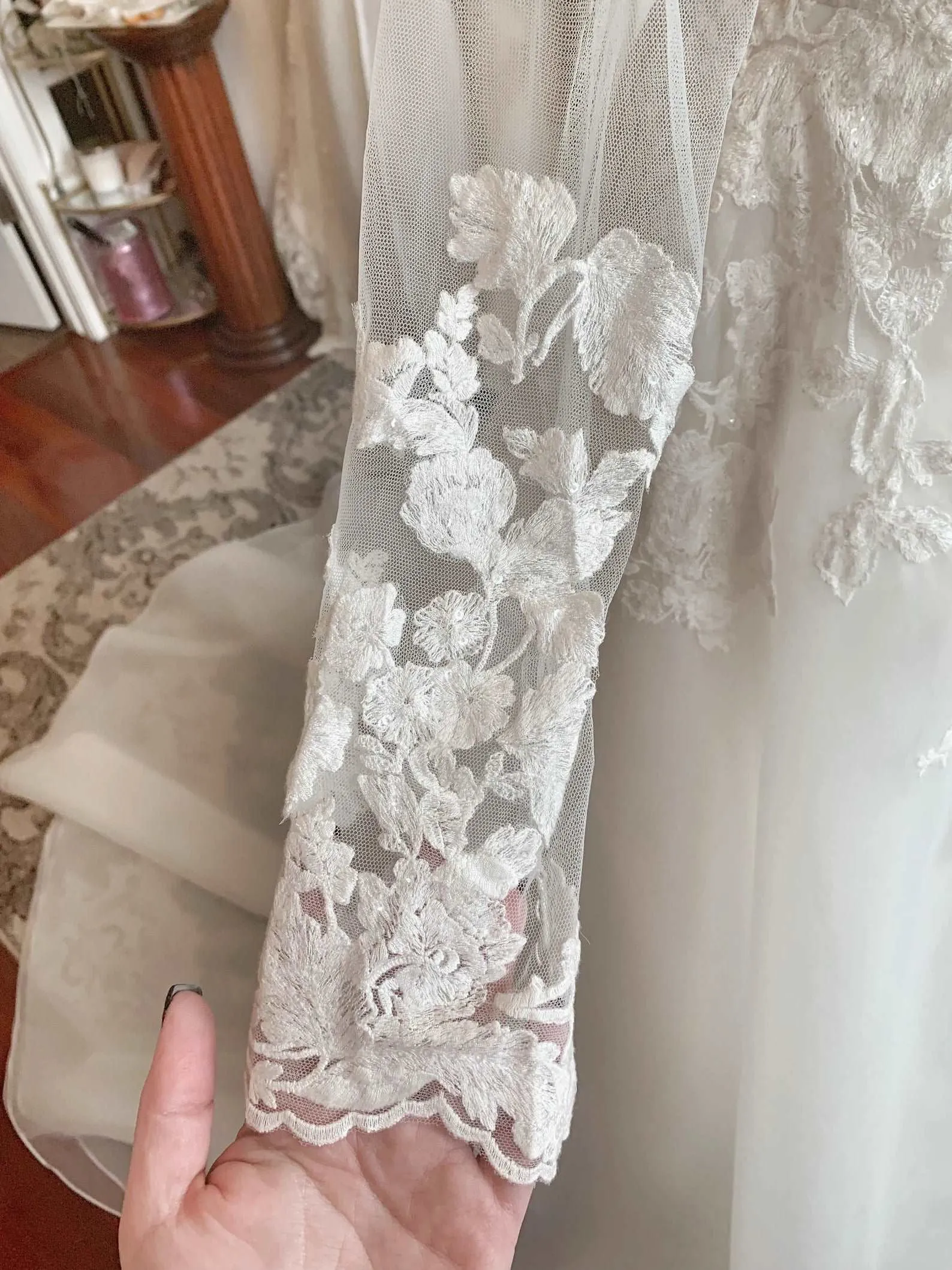 Illusion Neckline Pleated Back A-Line Wedding Dress | Diana