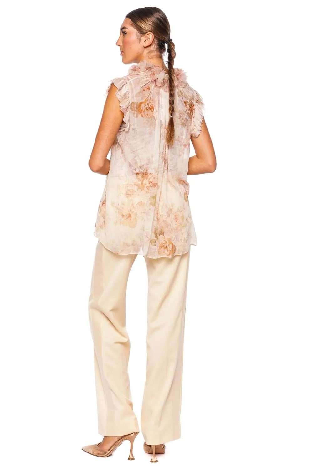 Illustration Floral Frilled Tank Top