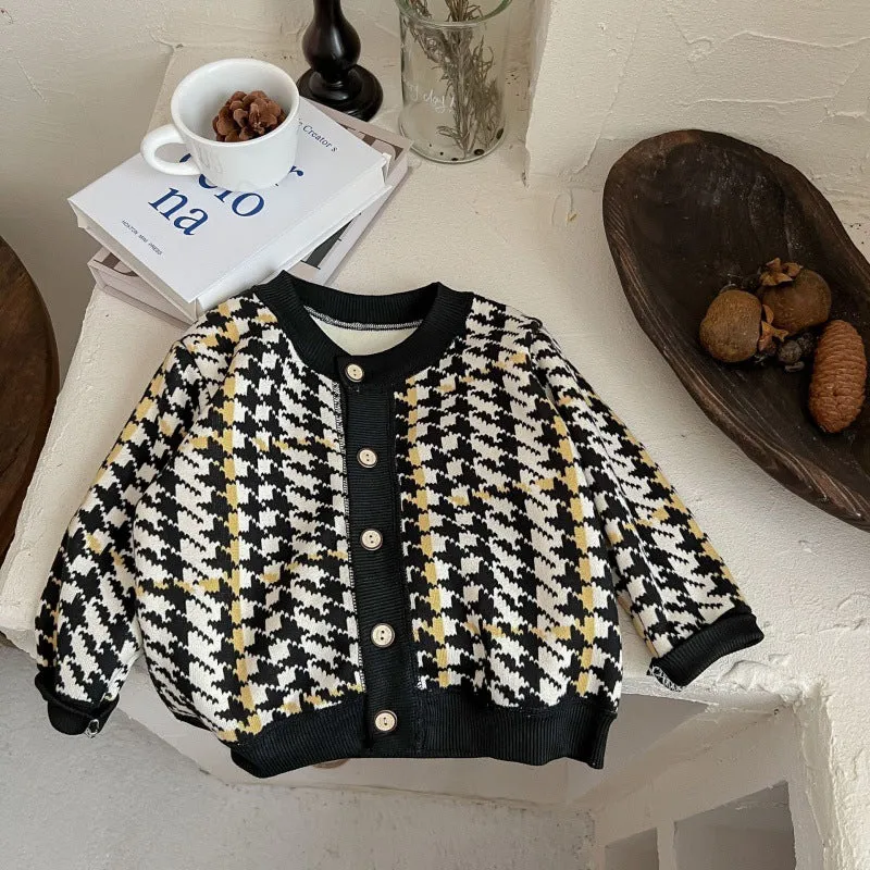 Infant and toddler sweater girls' men's base autumn and winter new baby jacket children's fleece knitted cardigan baby clothes