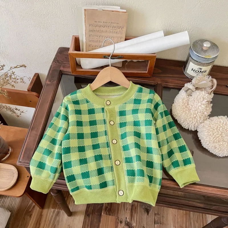 Infant and toddler sweater girls' men's base autumn and winter new baby jacket children's fleece knitted cardigan baby clothes
