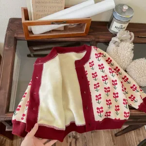 Infant and toddler sweater girls' men's base autumn and winter new baby jacket children's fleece knitted cardigan baby clothes