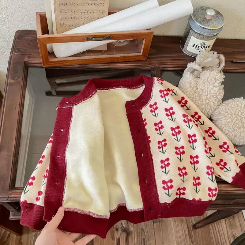 Infant and toddler sweater girls' men's base autumn and winter new baby jacket children's fleece knitted cardigan baby clothes