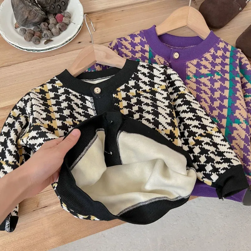 Infant and toddler sweater girls' men's base autumn and winter new baby jacket children's fleece knitted cardigan baby clothes
