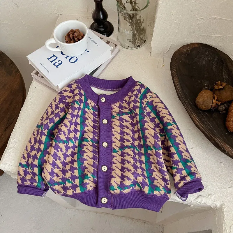 Infant and toddler sweater girls' men's base autumn and winter new baby jacket children's fleece knitted cardigan baby clothes