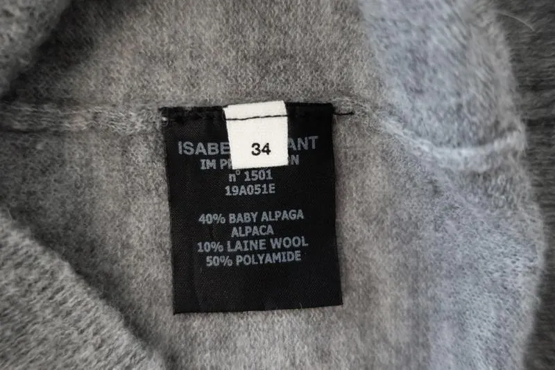 Isabel Marant Etoile Sweater Floyd Gray Alpaca Size 34 Blouson Sleeve Pullover