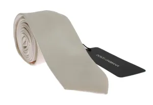 Ivory White Solid Silk Skinny Tie