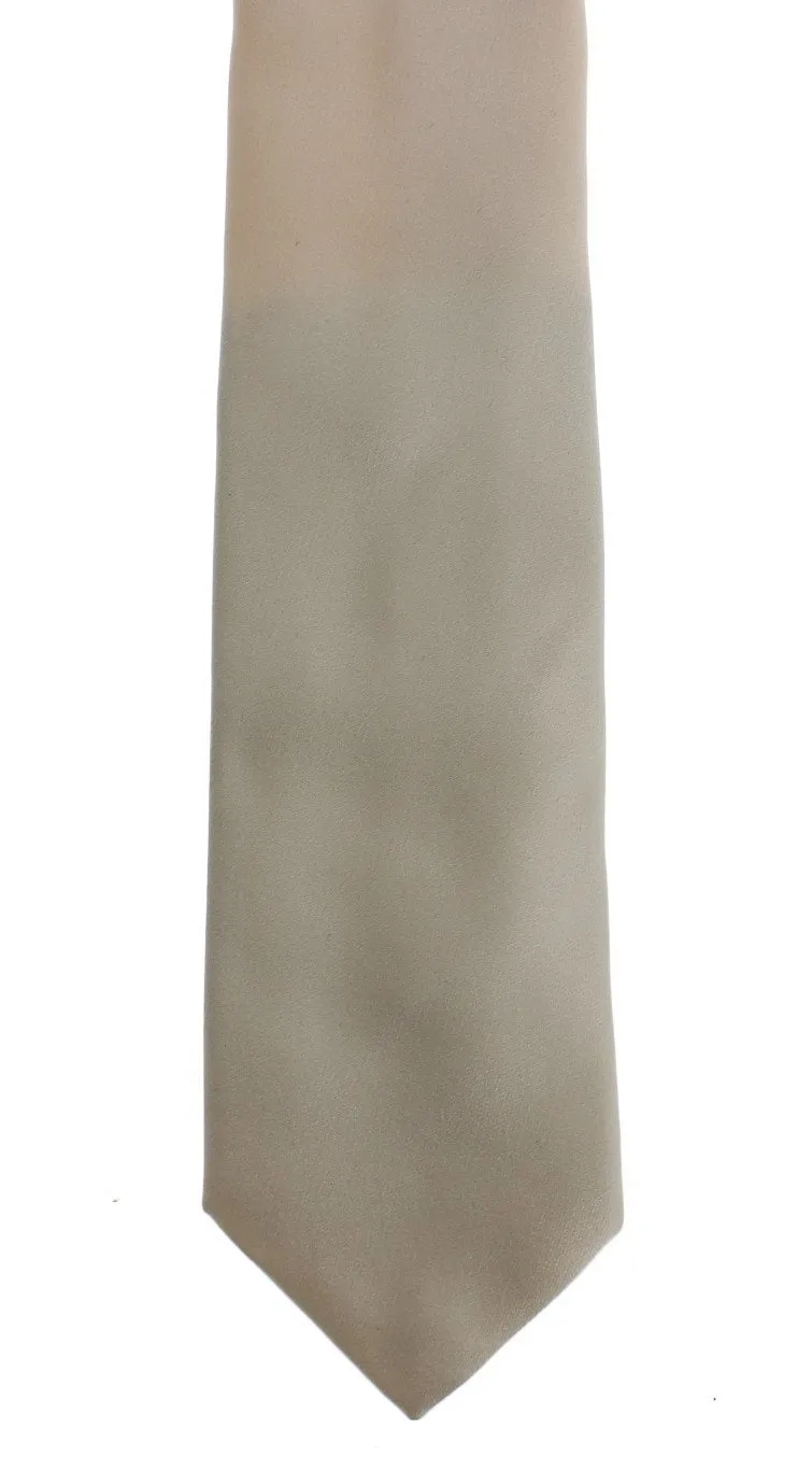 Ivory White Solid Silk Skinny Tie