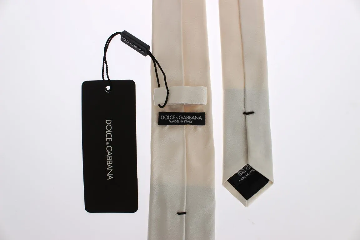 Ivory White Solid Silk Skinny Tie