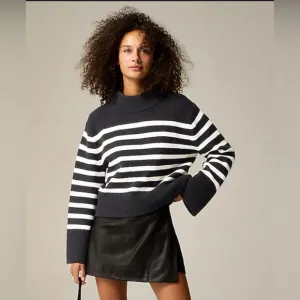 J. Crew Chunky crewneck sweater in Supersoft yarn cropped fit exaggerated sleeve
