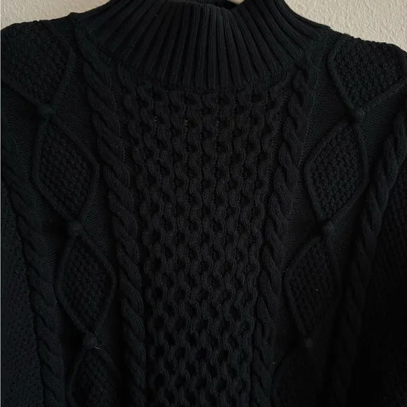 J. Crew Swingy Cable-Knit Mockneck Pullover Sweater Women’s Small Black AU220