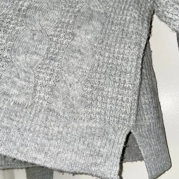 J. Crew Womens Cable Knit Sweater Mock Neck Size M Gray Wool Blend