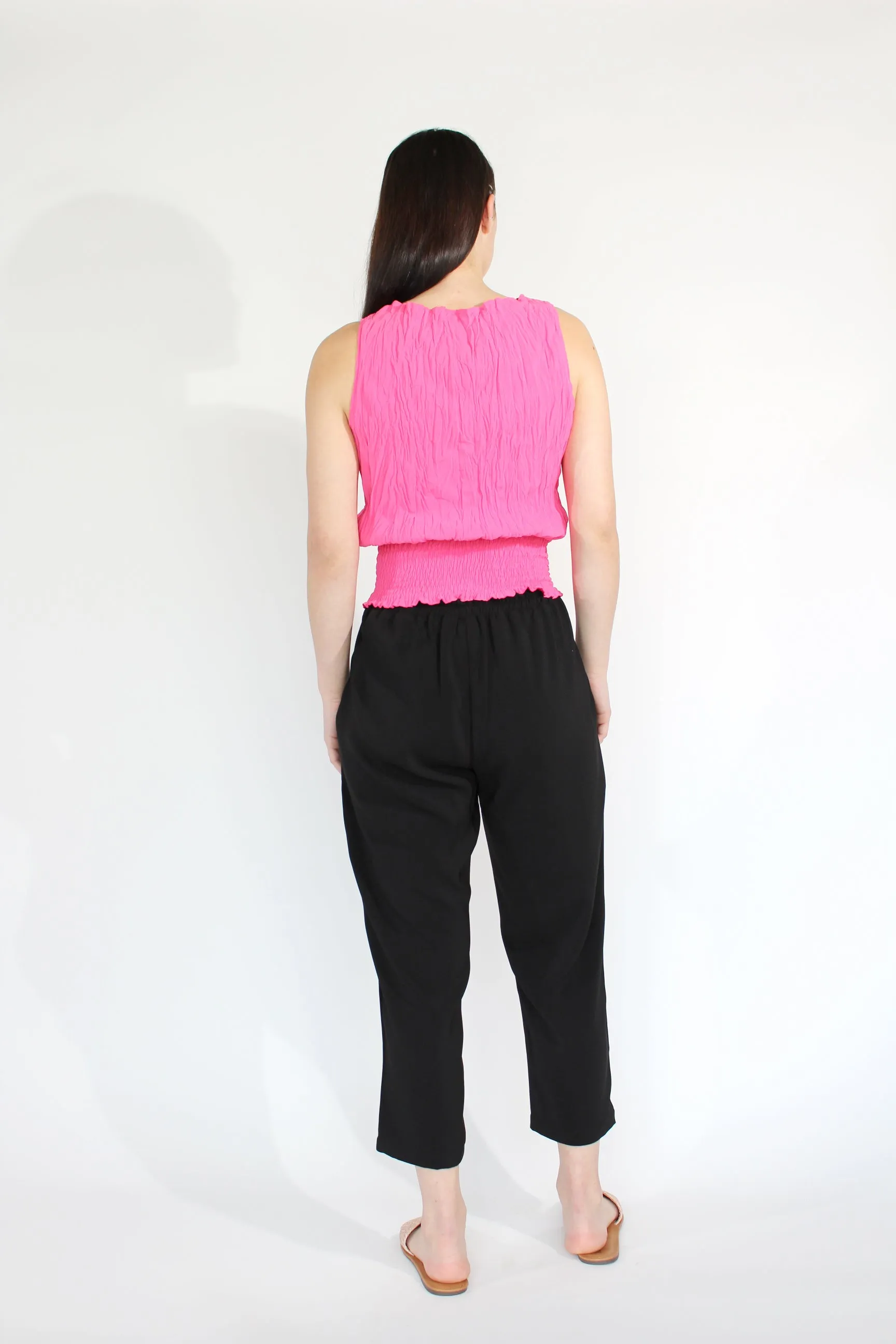 Jaclyn M Clover Crinkle Top - Fuchsia