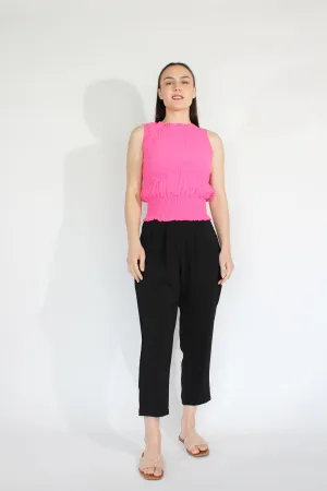 Jaclyn M Clover Crinkle Top - Fuchsia