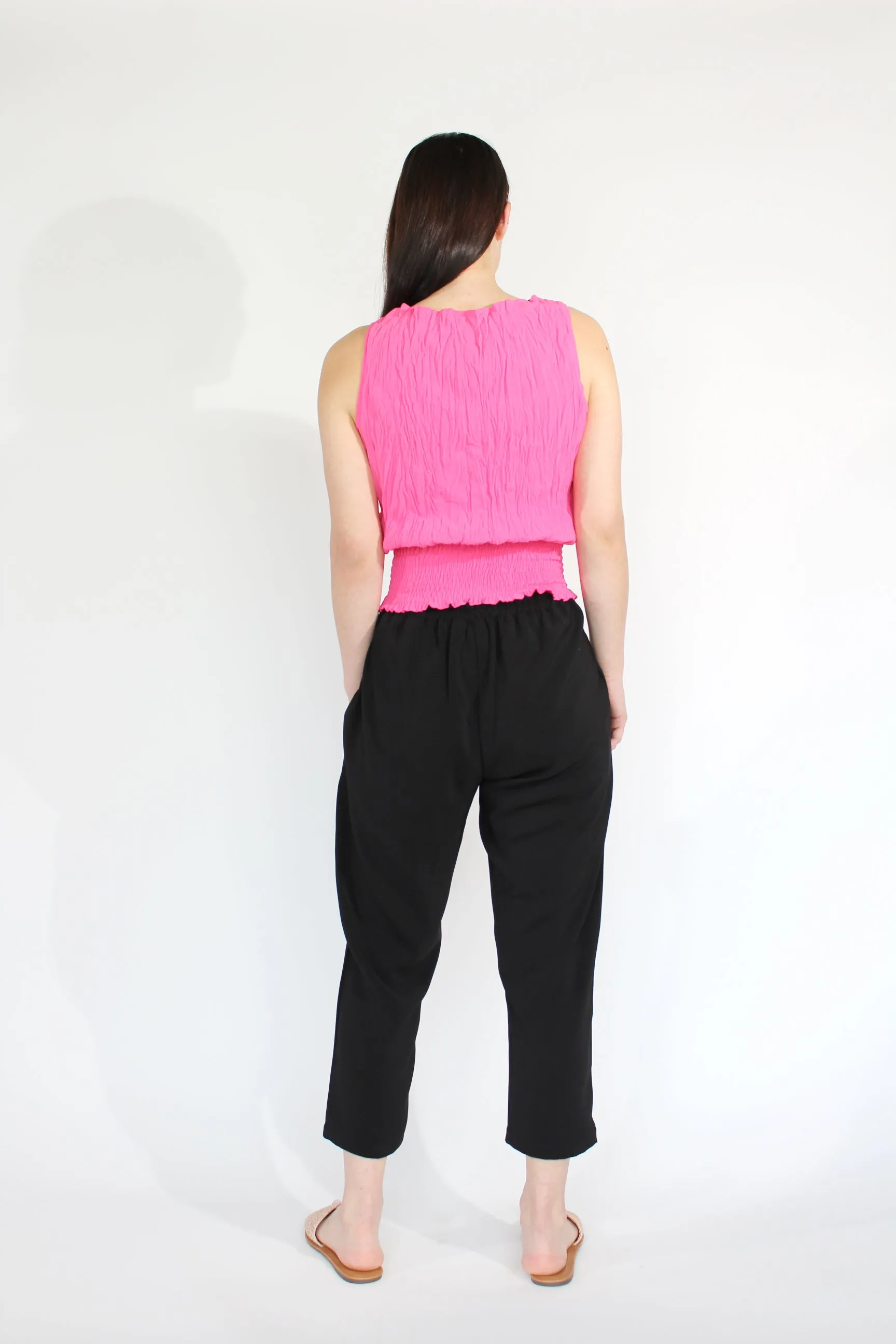 Jaclyn M Clover Crinkle Top - Fuchsia