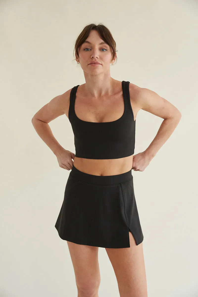 Kenzie Double Lined Crop Tank in Black