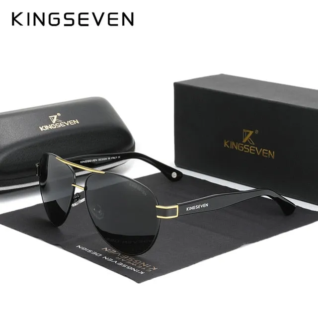 KINGSEVEN Polarized Gradient Sunglasses Acetate Wire-Core Temples, Pilot Style