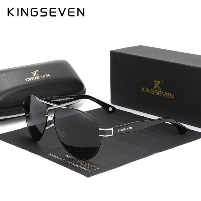 KINGSEVEN Polarized Gradient Sunglasses Acetate Wire-Core Temples, Pilot Style