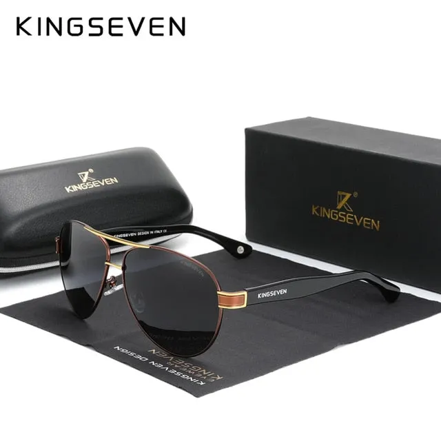 KINGSEVEN Polarized Gradient Sunglasses Acetate Wire-Core Temples, Pilot Style