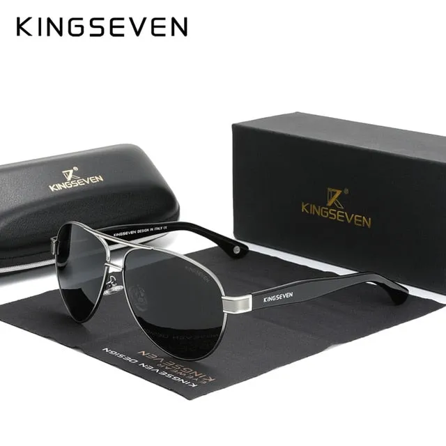 KINGSEVEN Polarized Gradient Sunglasses Acetate Wire-Core Temples, Pilot Style
